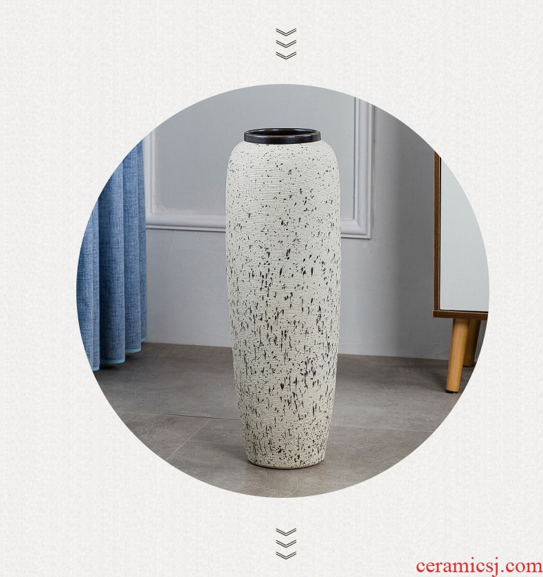 The Big ground ceramic vase white living room hotel lobby flower arranging machine household soft adornment style restoring ancient ways furnishing articles - 588161472215