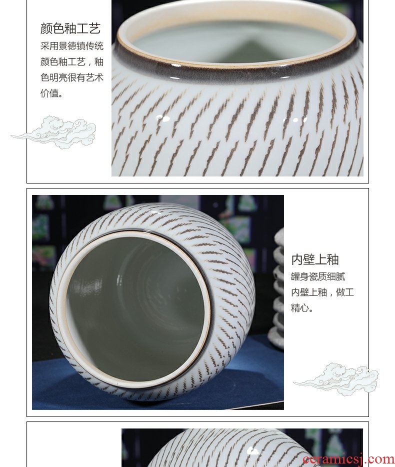 Continuous grain of jingdezhen ceramic POTS puer tea caddy fixings white bread jar airtight 357 g of tea bag