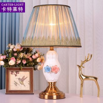 Decorate desk lamp of bedroom the head of a bed the sitting room is contemporary and contracted remote American ceramic creative personality warm light sweet romance