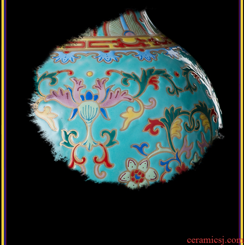 Jingdezhen ceramic vase enamel vase peach yellow glaze floor vase home sitting room hotel furnishing articles - 572664062591