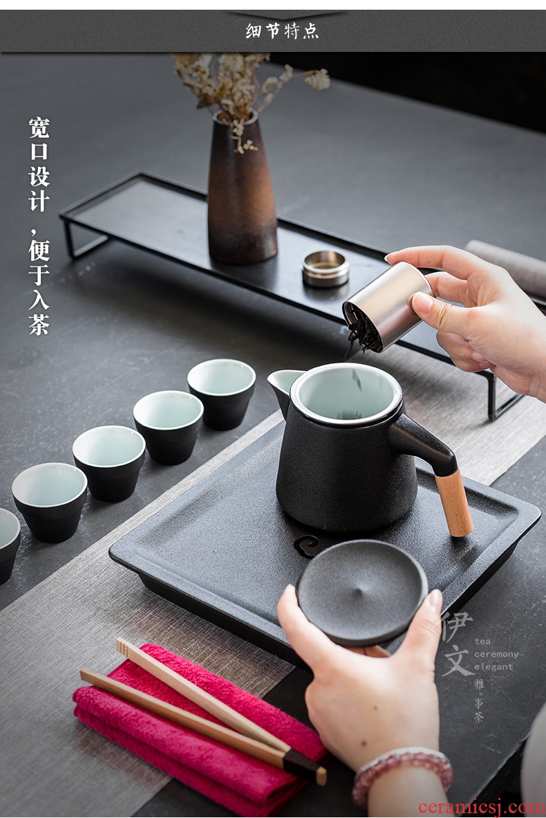 Even household ceramics kung fu tea set office teapot tea tray of a complete set of gift box packed in a pot of five cups