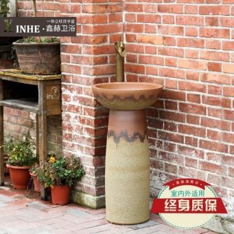 Simple column basin ceramic pillar lavabo outdoor balcony toilet ground vertical commode basin