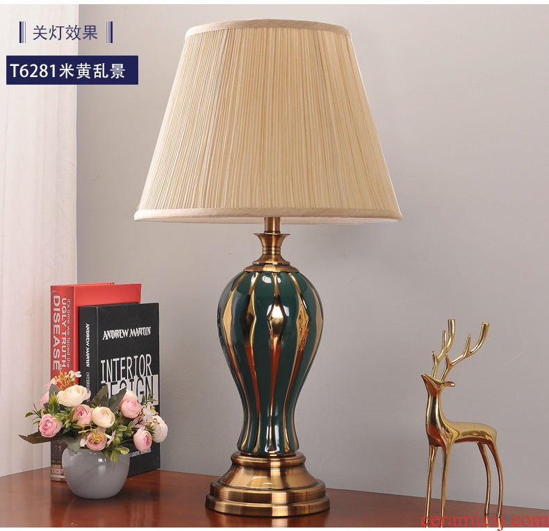 American desk lamp bedroom nightstand lamp creative simple move room a warm, romantic and warm light ceramic chandeliers