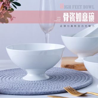 Jingdezhen Chinese tall rice bowls ipads porcelain household jobs rainbow such use white ceramic tableware creative ruyi bowl
