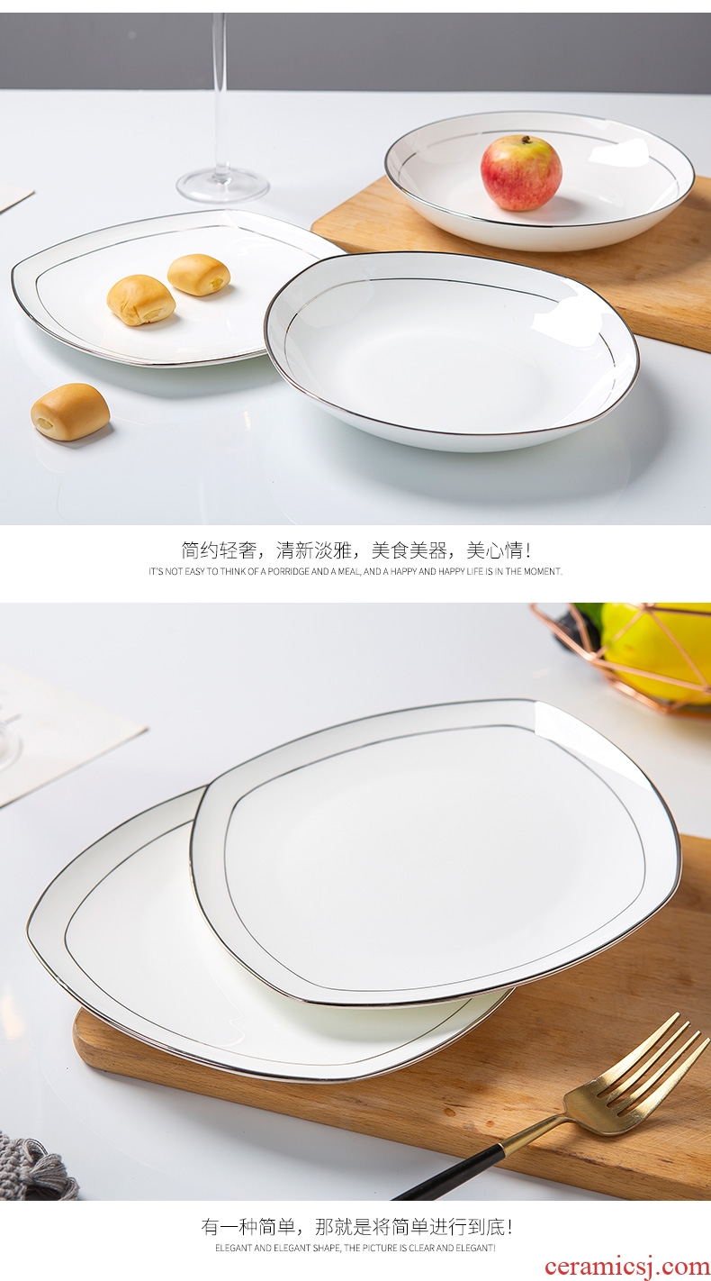 Plate light household jingdezhen European key-2 luxury ipads China net red square plates special - shaped ceramic tableware Japanese creative cuisine