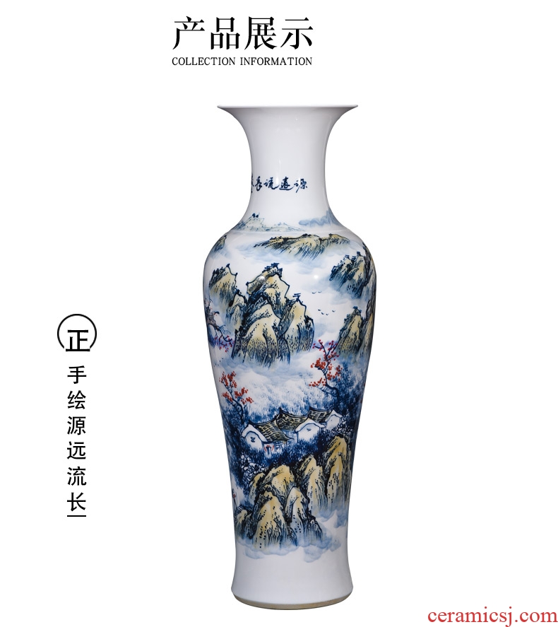 Jingdezhen ceramics hand - made modern Chinese landscape painting of large vase sitting room adornment hotel furnishing articles