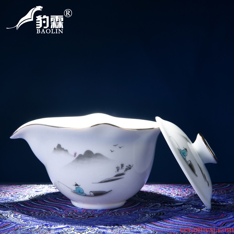 Leopard lam, travel tea set suit portable package a pot of 22 crack glass ceramic kung fu is suing portable teapot