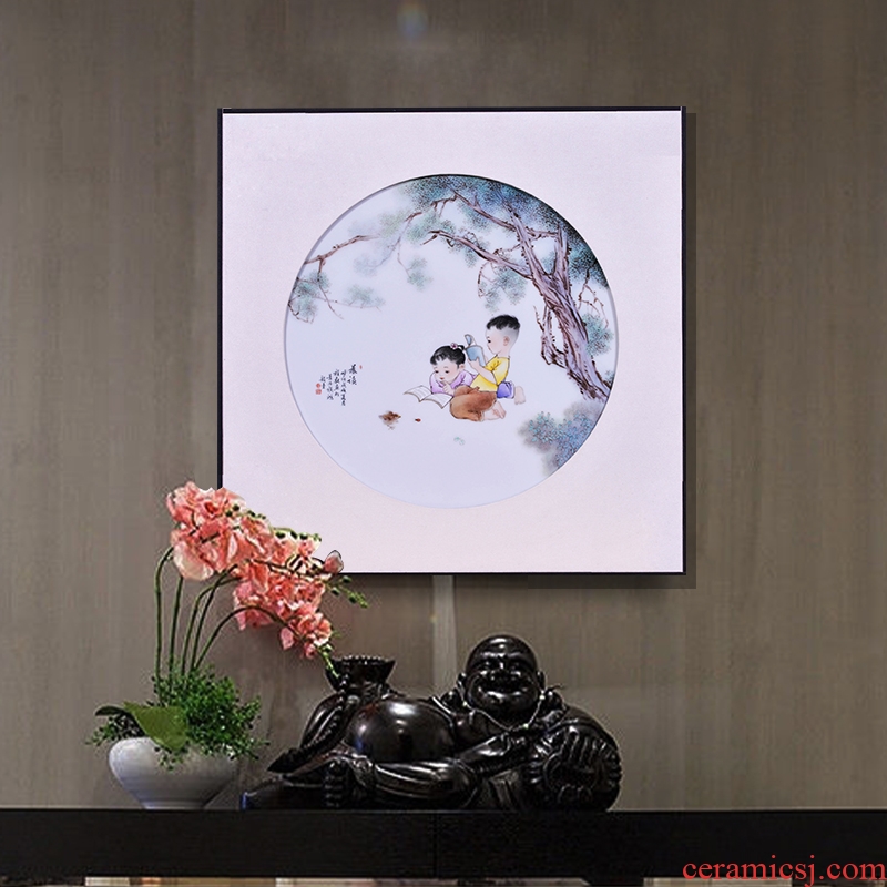 Jingdezhen ceramics hand-painted morning reading porcelain plate painter new Chinese style sitting room adornment bedroom wall hanging in furnishing articles