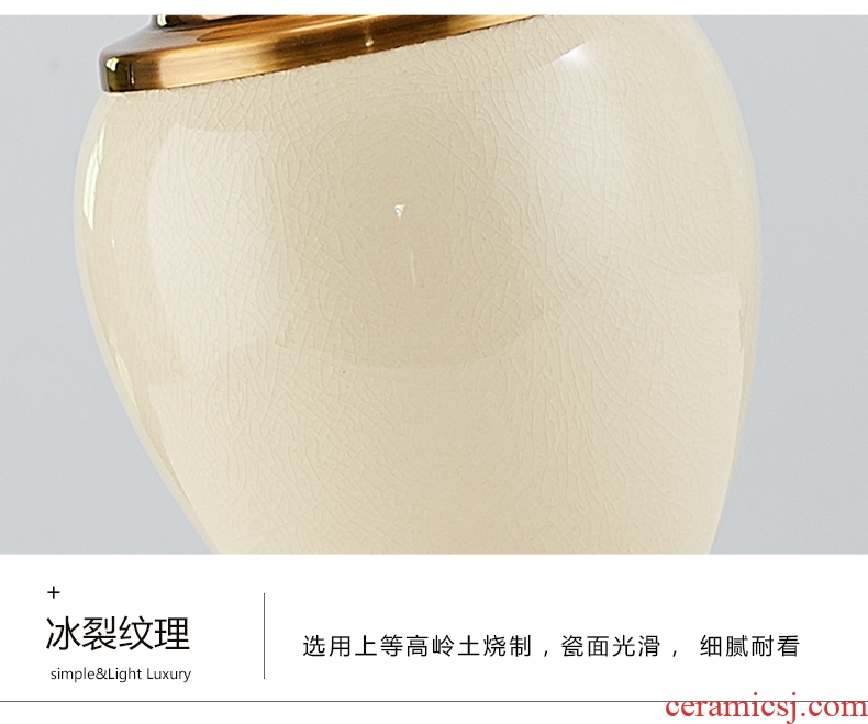 Floor lamp sitting room is contracted and I American new Chinese style western - style sweet household vertical ceramic desk lamp of bedroom the head of a bed