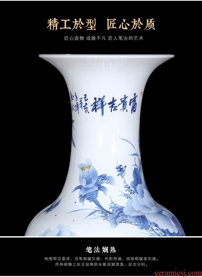Jingdezhen porcelain industry the azure glaze ceramics founds a flat belly vase Chinese modern decor collection furnishing articles - 596483182685