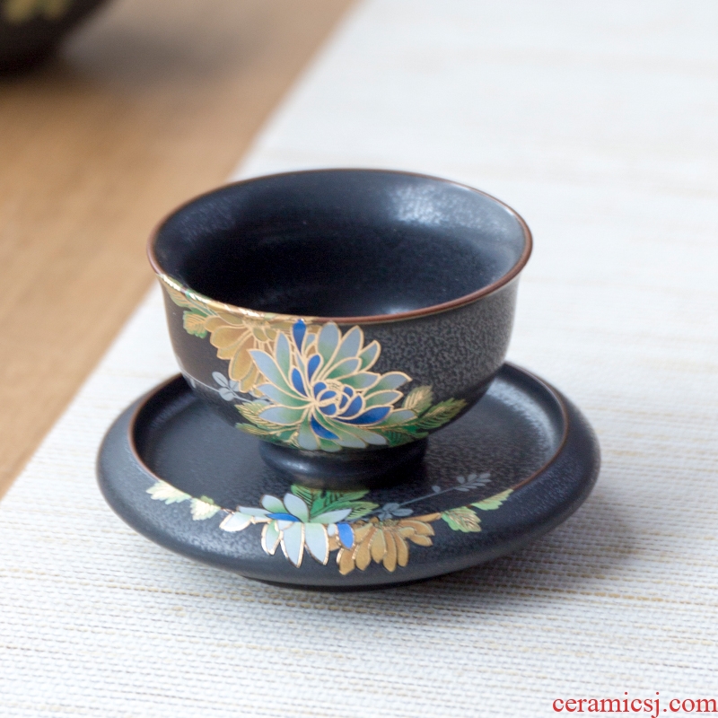 Ceramic cup mat kung fu tea accessories Japanese household up cup mat tea taking on creative flower as saucer single pad