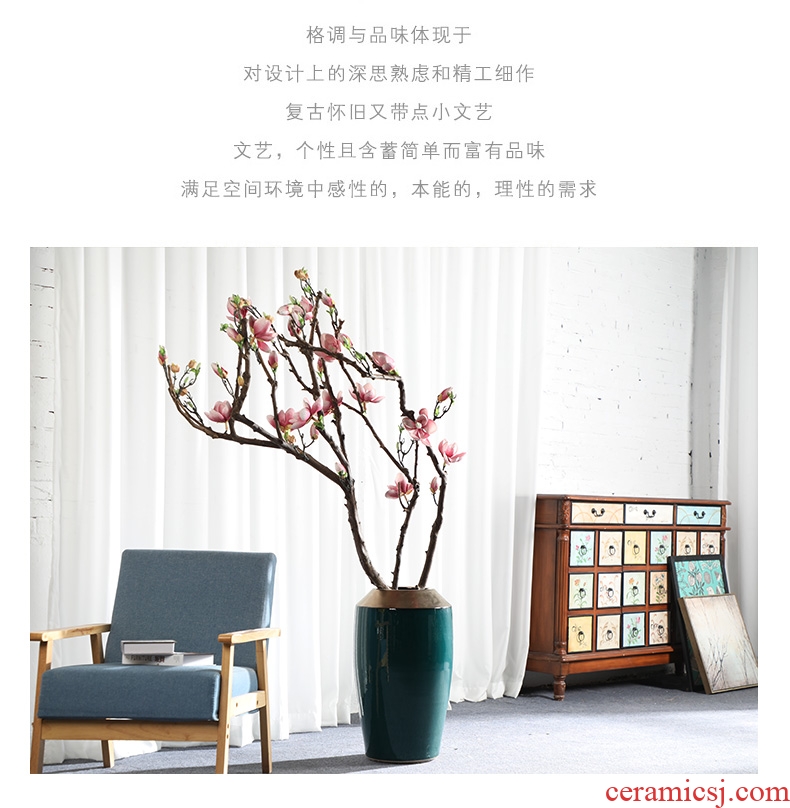 Jingdezhen ceramics green glaze landscape painting and calligraphy tube quiver scroll sitting room place, the study of large cylinder vase - 597903530128