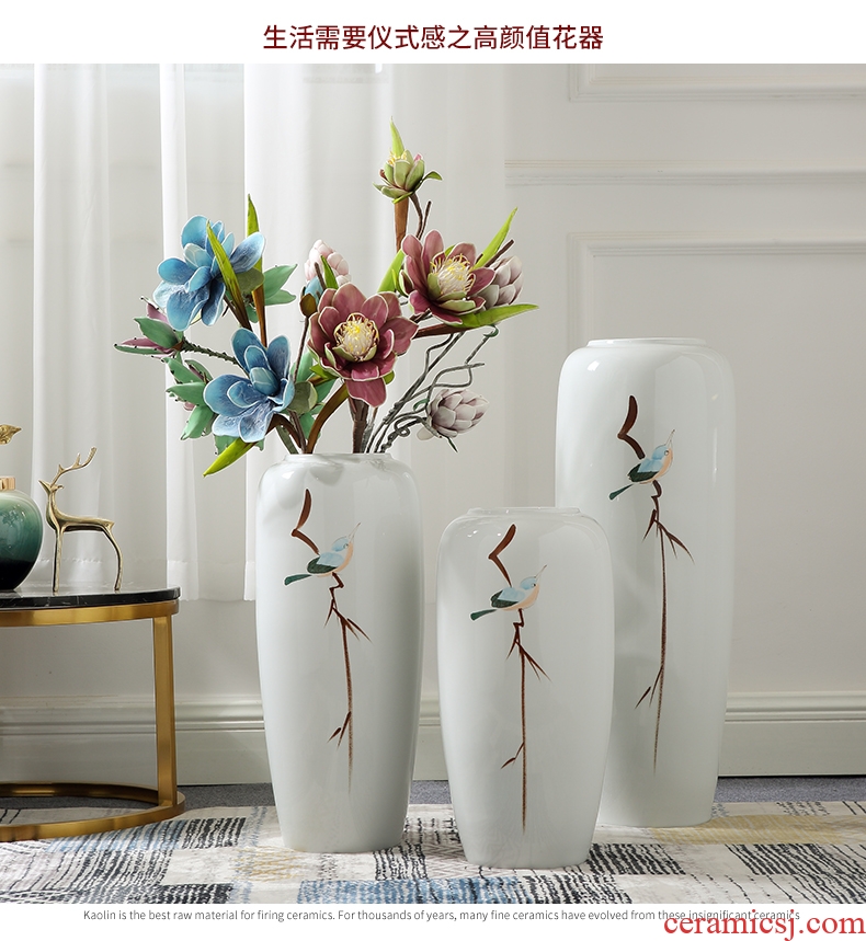 Jingdezhen ceramics hand-carved antique Chinese shadow blue glaze vase home furnishing articles large sitting room - 598151628136