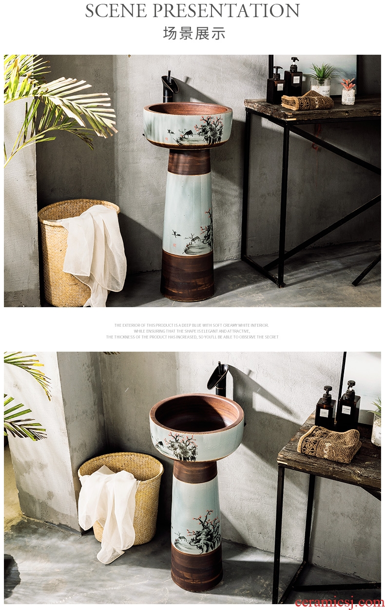 Outdoor pillar lavabo ceramic lavatory basin one courtyard floor toilet of the basin that wash a face