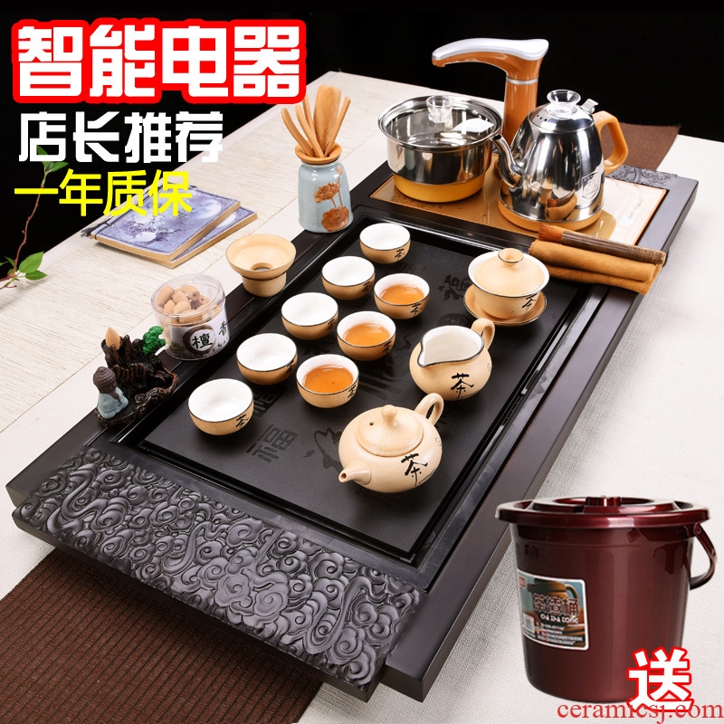 Famed ceramic household electrical purple sand tea set a complete set of contracted and contemporary tea tea stove kung fu tea tray