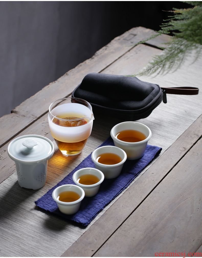 In tang dynasty ceramic crack cup portable kung fu tea set office cup tea bag filter tea hot
