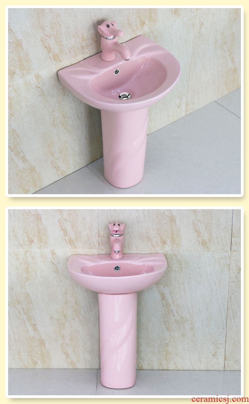 Kindergarten ceramic lavatory floor pillar lavabo color children puckering of the basin that wash a face