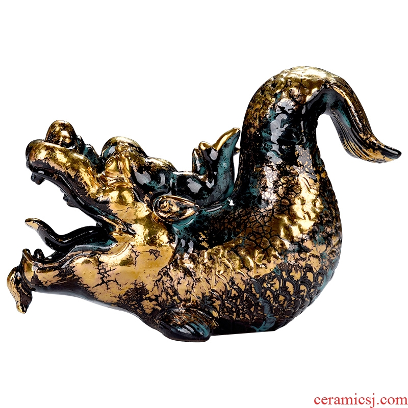 Oriental clay ceramic artisans Zhang Chang teacher Lin bronze color series art furnishing articles/aojiang fish