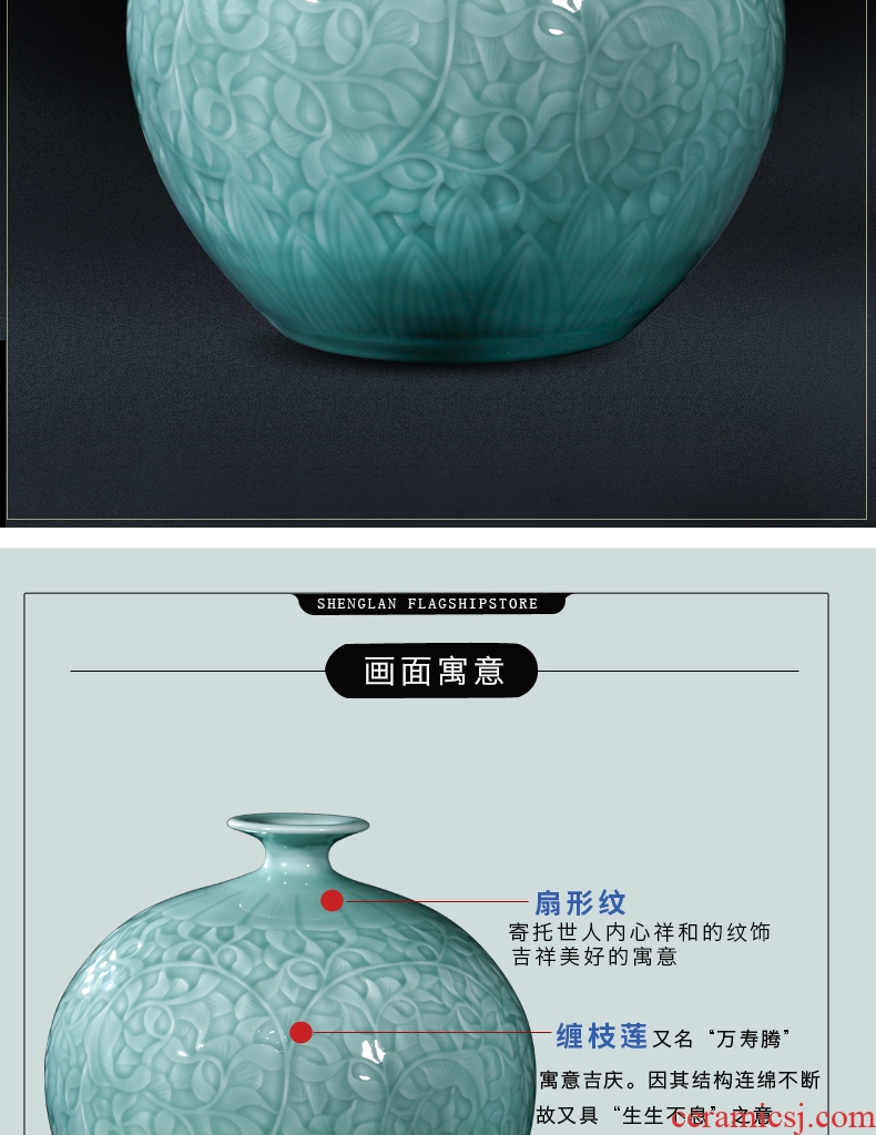Jingdezhen ceramic vase furnishing articles sitting room flower arranging lucky bamboo household adornment Chinese red mesa of large porcelain - 603672679863