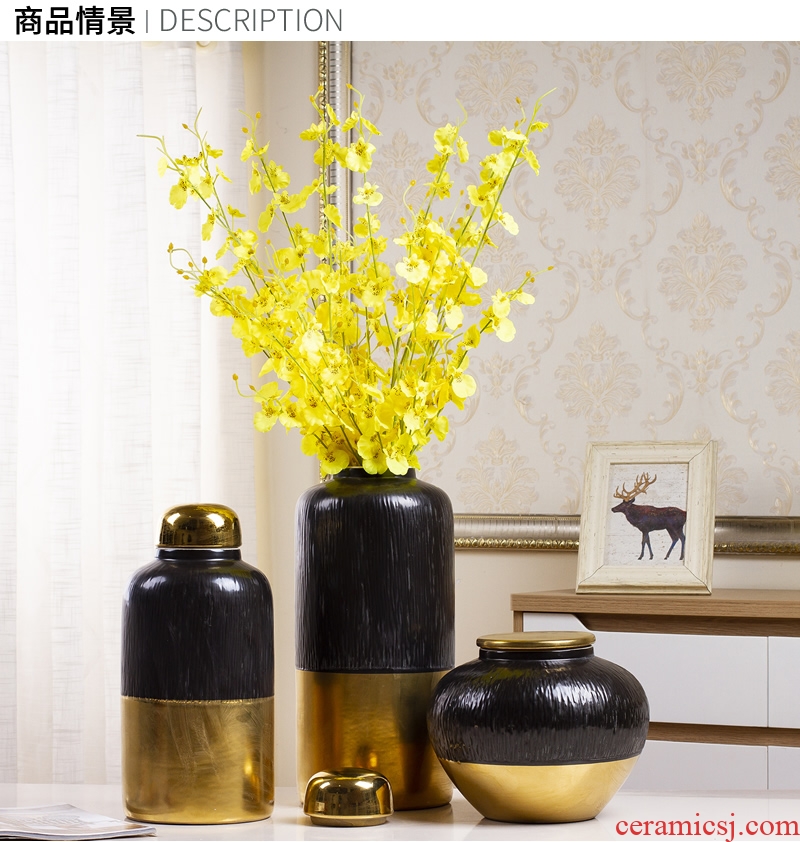 Jingdezhen ceramic vase Nordic light key-2 luxury living room dry flower decoration flower arrangement table POTS creative decorations furnishing articles