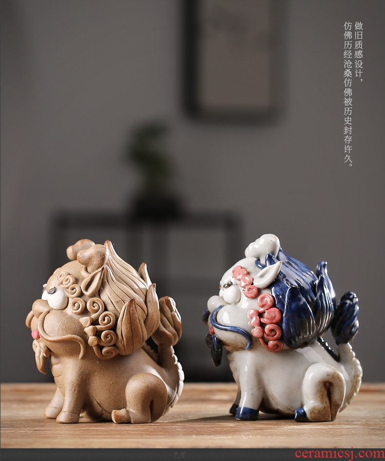 Furnishing articles pet boutique JiaXin ceramic handmade tea to keep playing fun lucky the mythical wild animal and joss stick to do teachers furnishing articles
