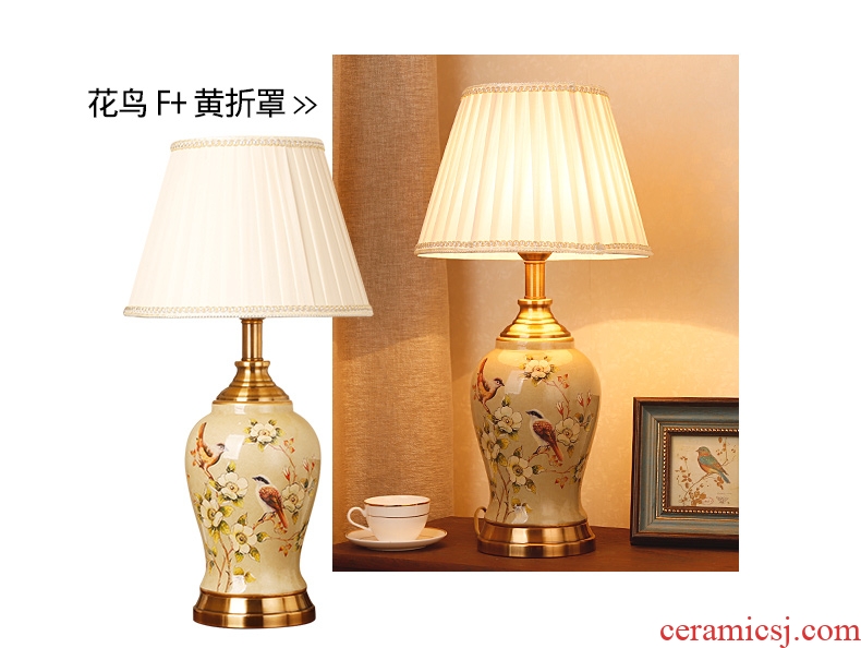 New Chinese style ceramic desk lamp classical home sitting room bedroom study bedroom adornment wedding carried this bedside lamp