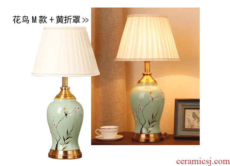 New Chinese style ceramic desk lamp classical home sitting room bedroom study bedroom adornment wedding carried this bedside lamp