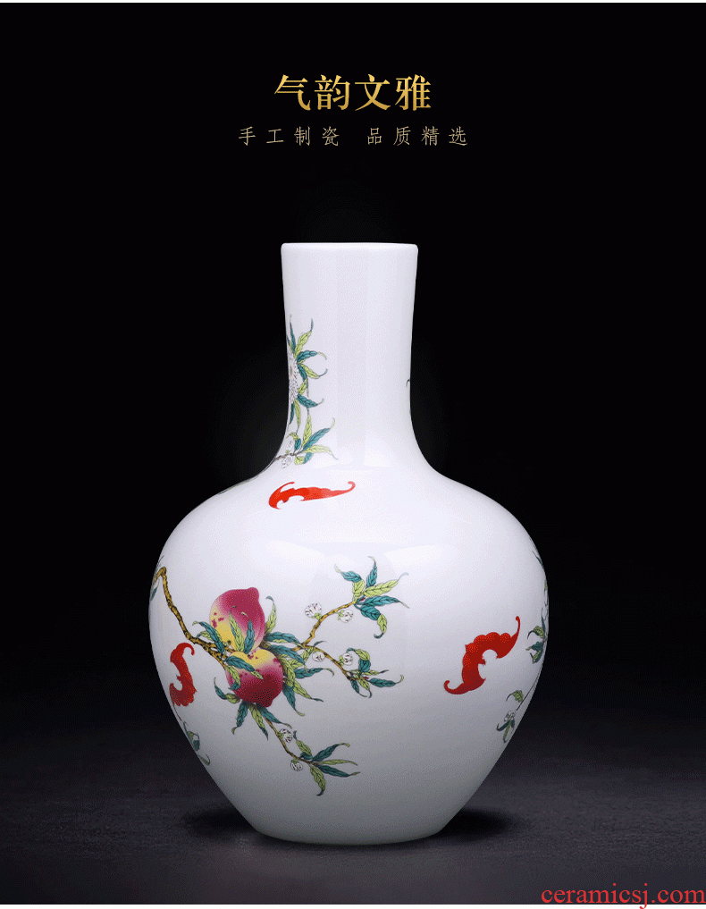 Jingdezhen ceramics red bottle gourd vases large new living room TV cabinet decoration of Chinese style household furnishing articles - 592129815241