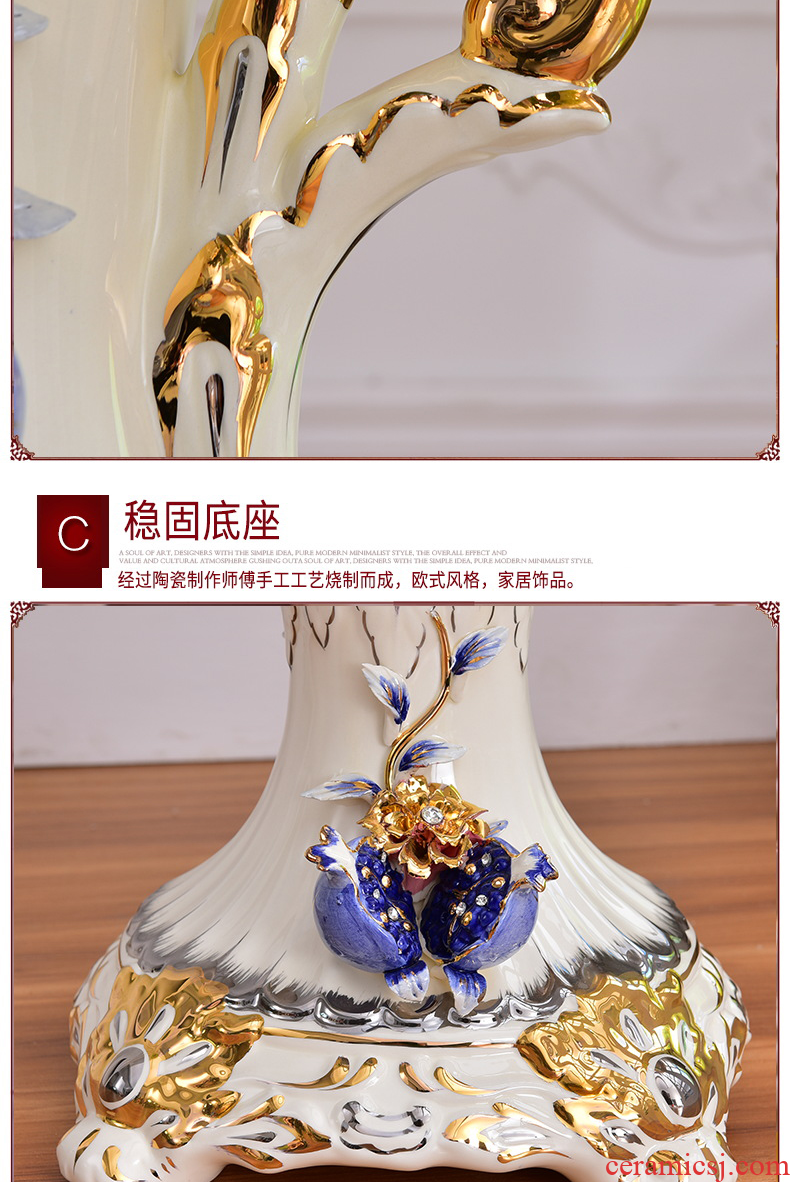 Jingdezhen ceramic furnishing articles double - sided hand - made painting of flowers and big blue and white porcelain vase of new Chinese style living room home furnishing articles porcelain - 556180906601