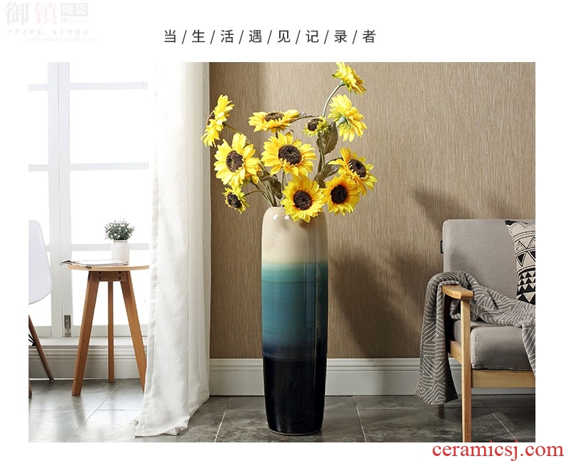 Jingdezhen ceramic furnishing articles adornment that occupy the home sitting room of large vase flower arranging hotel European modern vase - 595227710745