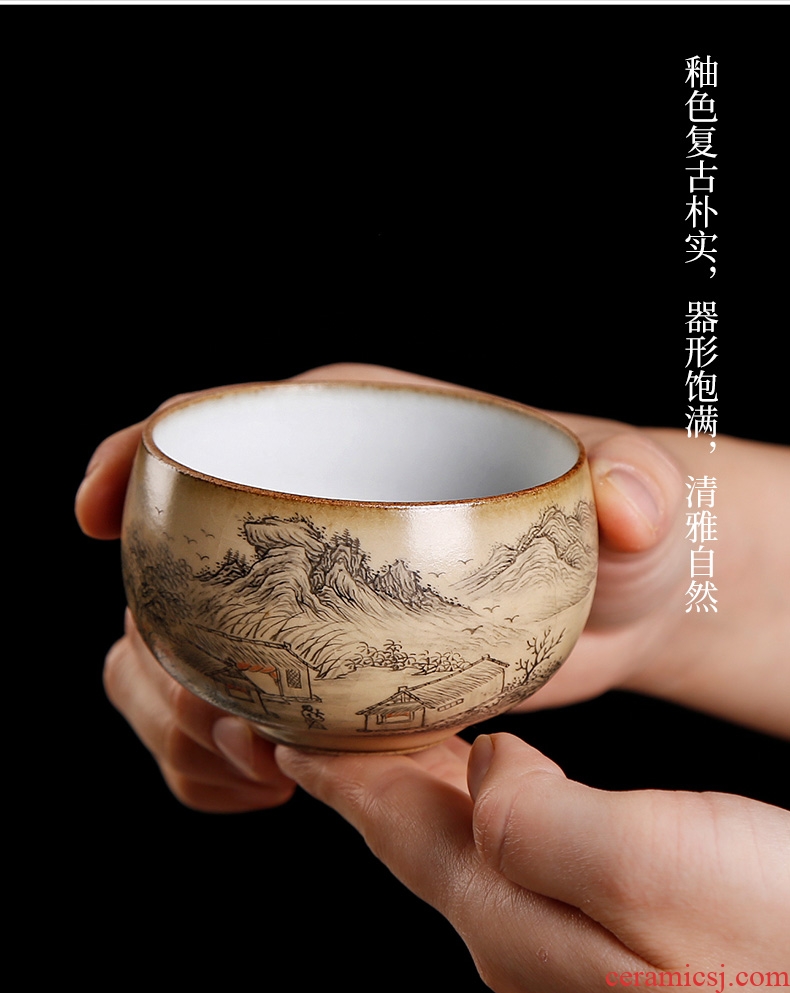 Your kiln individual cups sliced open cups can raise jingdezhen ceramic hand-painted master tea cup single character, pure manual