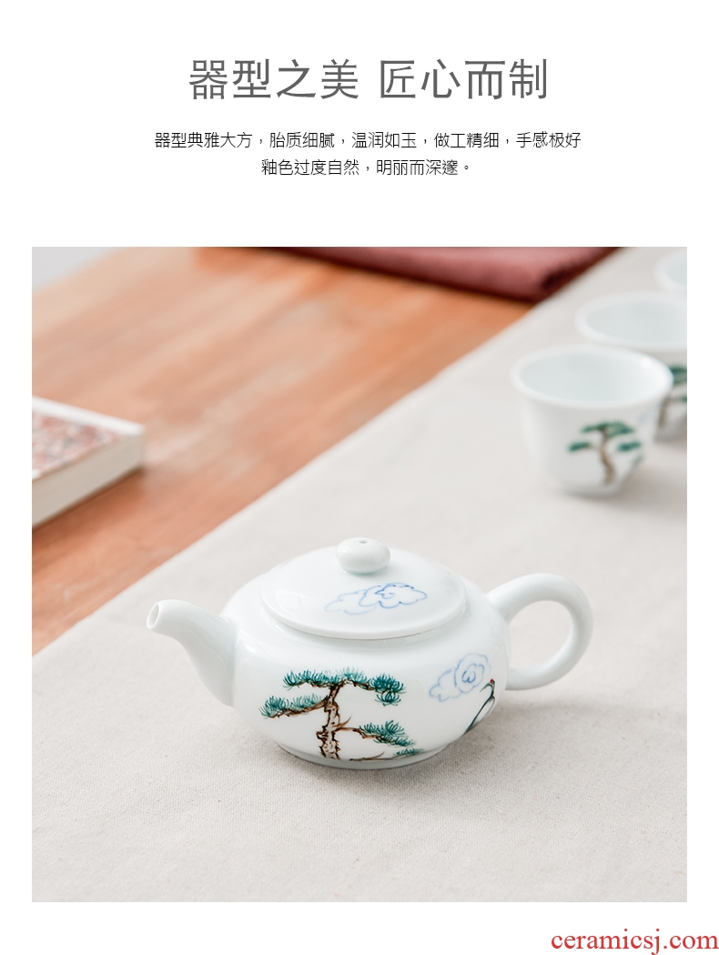 Qiu childe white porcelain hand-painted kung fu tea set household contracted teapot tea to modern ceramic teapot tea