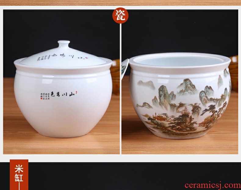 Continuous grain of jingdezhen ceramics with cover decoration storage tank meters large creative new Chinese style jar jar