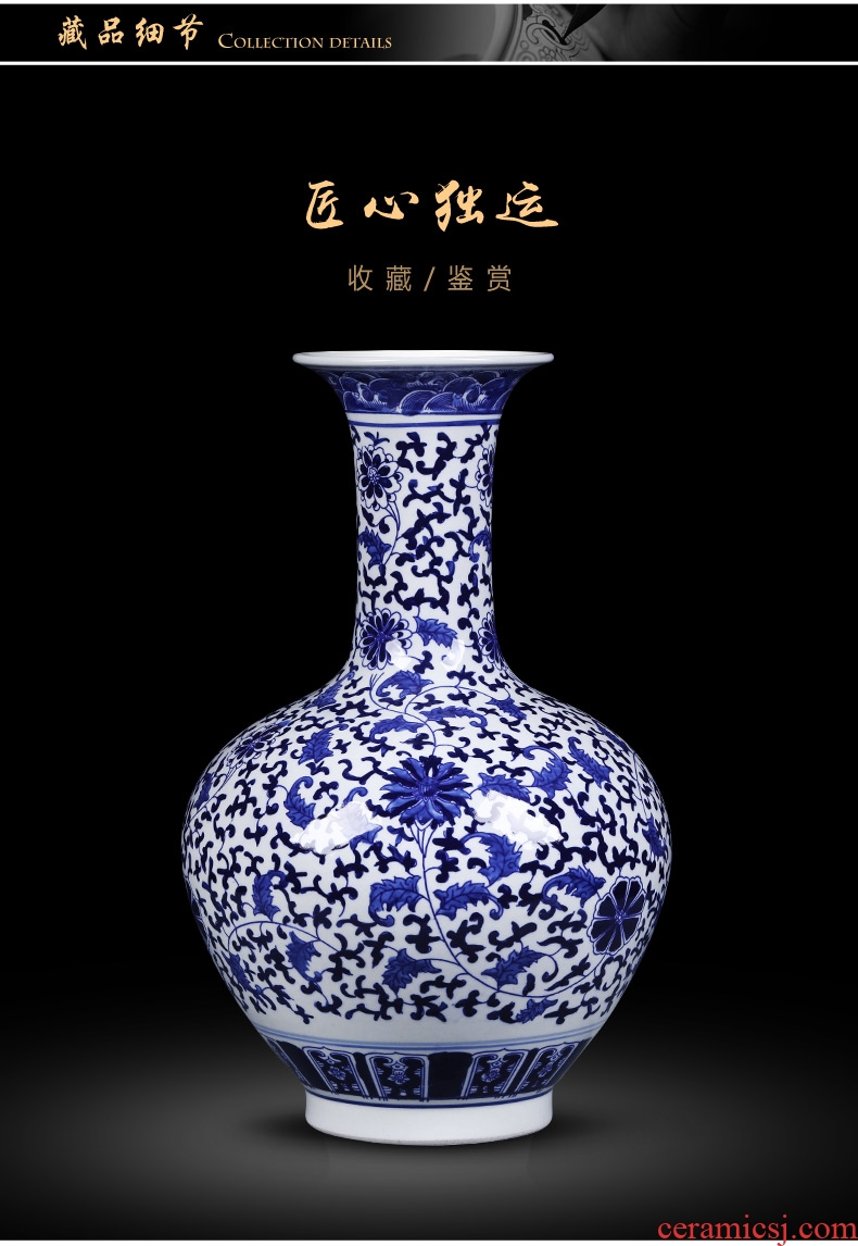 Jingdezhen ceramics manual hand - made bright future of large blue and white porcelain vase sitting room hotel decoration furnishing articles - 605423614430