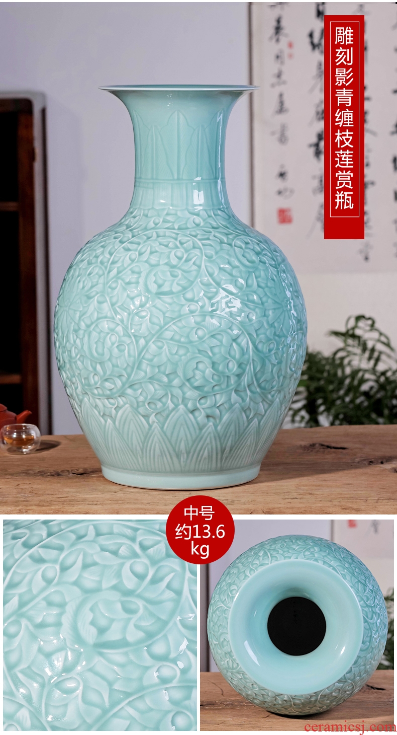 The Qing kangxi antique hand - made porcelain of jingdezhen ceramics bound lotus flower bottle of new home sitting room porch decorate furnishing articles - 602042904418