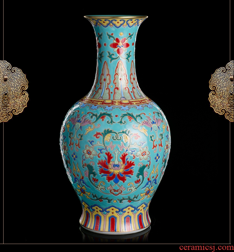 Better sealed up with jingdezhen ceramic antique big vase famille rose flower flask high furnishing articles rich ancient frame accessories - 572664062591