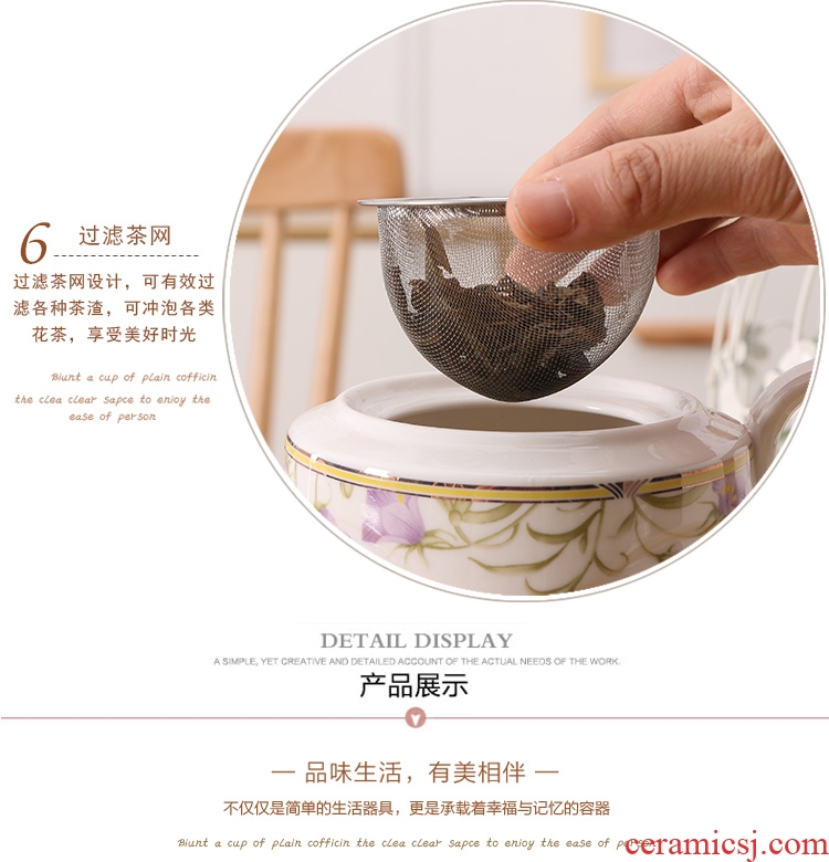 Ceramic tea set suits domestic high-grade high-temperature teapot teacup with tray package gift wedding tea drinking utensils