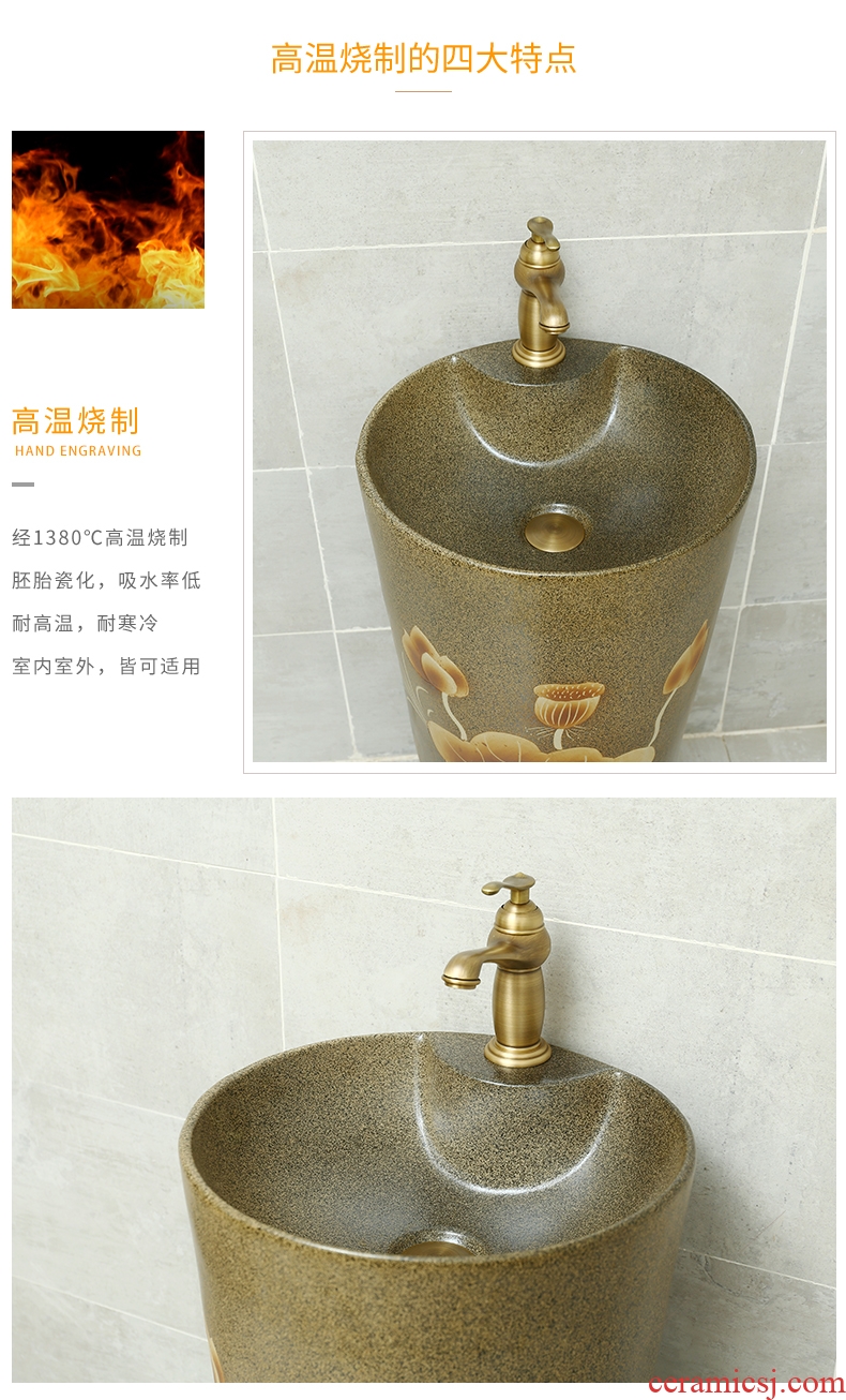 Pottery and porcelain of song dynasty one-piece pillar basin large home floor pillar lavabo lavatory outdoor toilet