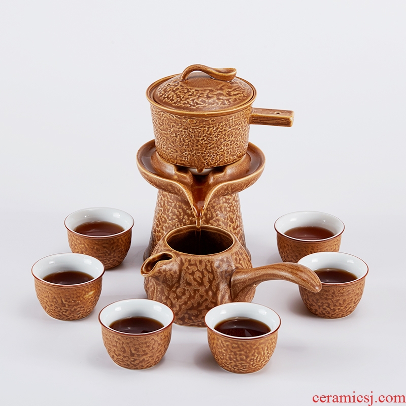 St up fang tea set home stone mill lazy creative ceramic teapot kung fu tea cup half full automatic tea
