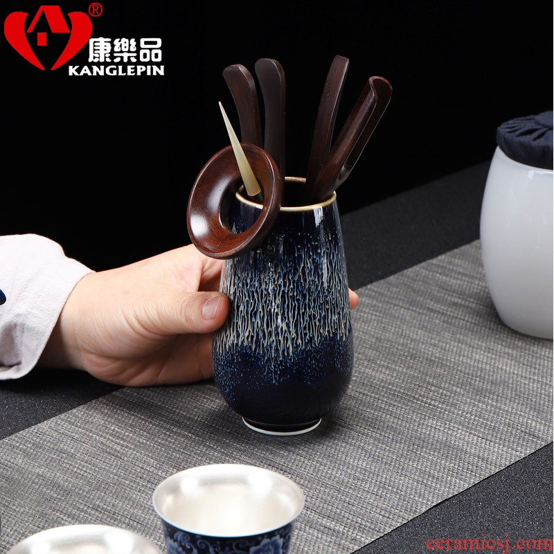 Recreational product obsidian become tea tin ceramic tea red glaze, 6 gentleman ebony kung fu tea tea tray accessories kit