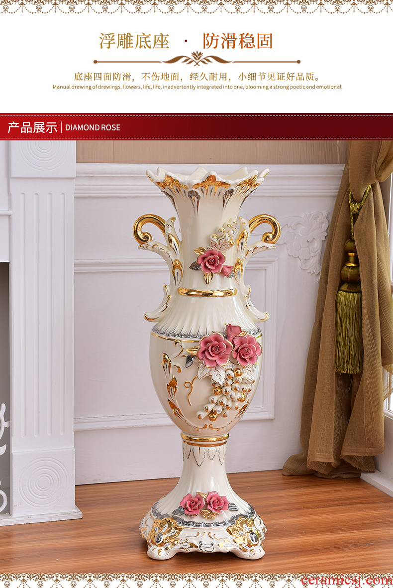 Jingdezhen ceramic large diameter vase furnishing articles Nordic light key-2 luxury home new Chinese flower arranging sitting room adornment flowers - 556180906601
