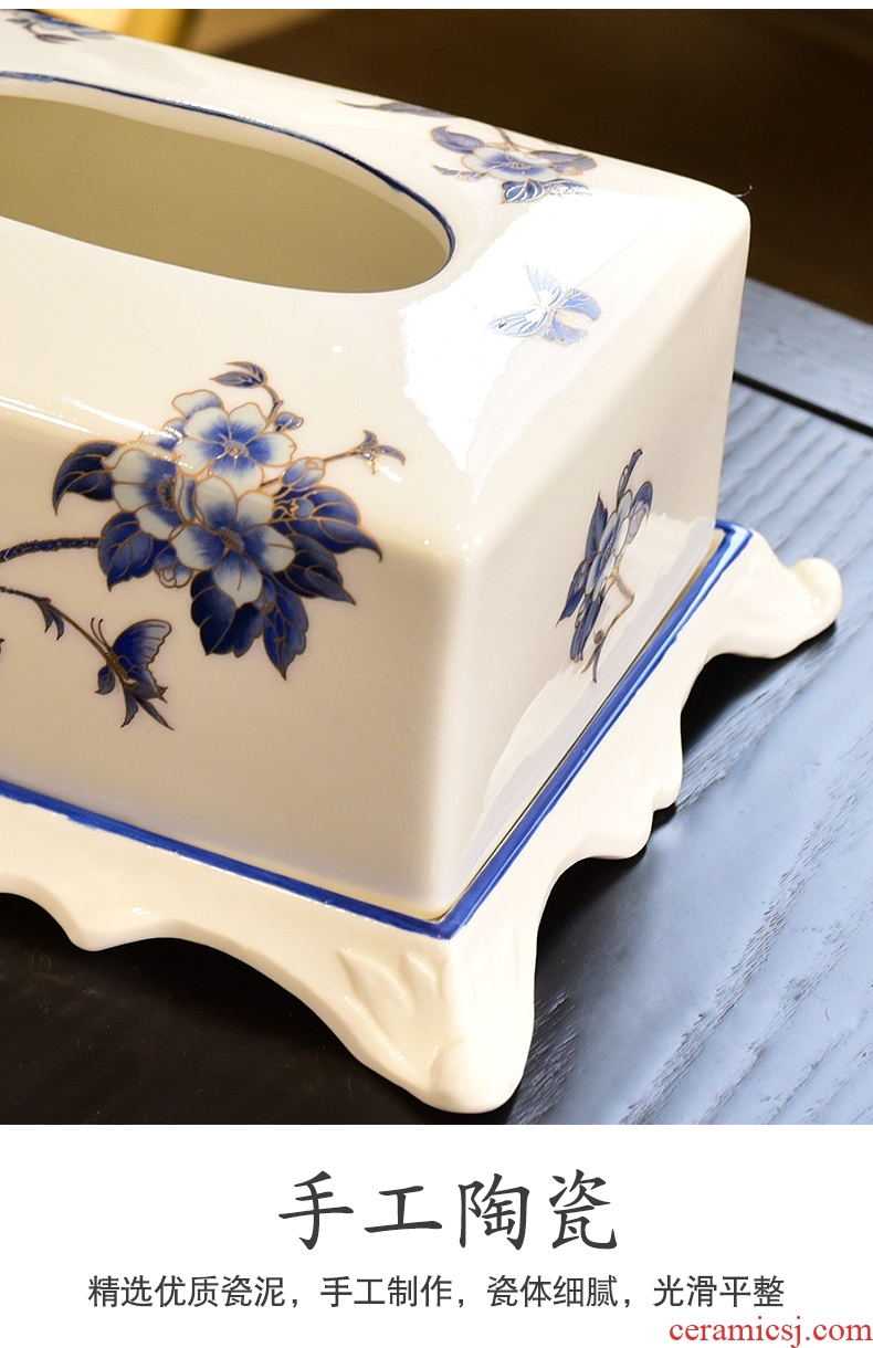 Murphy's new Chinese style ceramic paper towel box of American rural household adornment bedroom living room table smoke box furnishing articles