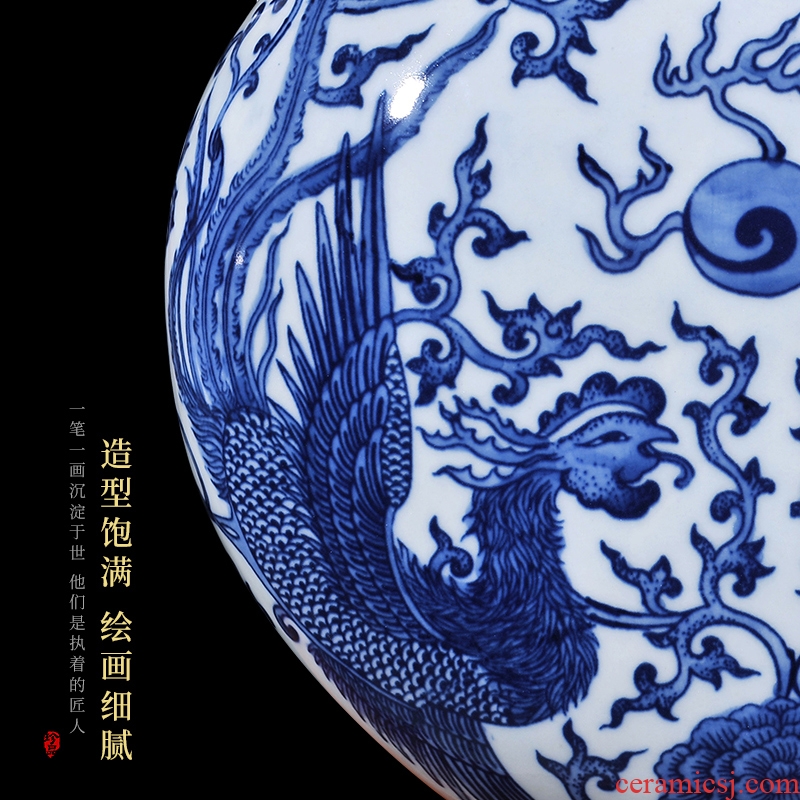 Jingdezhen ceramic imitation the qing qianlong double phoenix grain ear vase Chinese sitting room porch TV ark adornment furnishing articles