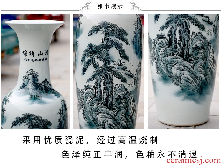 Hand-painted blue and white porcelain of jingdezhen ceramics of large vases, flower arranging new porch decoration of Chinese style household furnishing articles - 586404395363