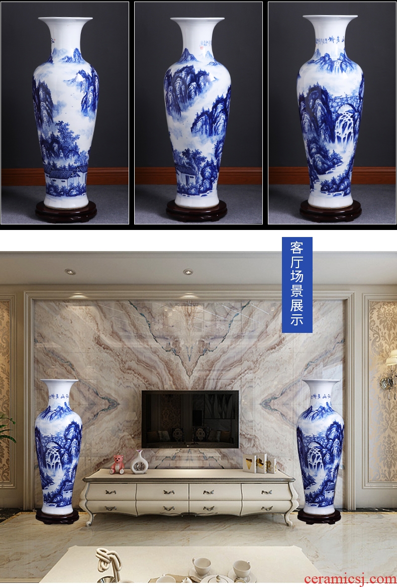 Jingdezhen ceramics of large vase furnishing articles China red flowers prosperous modern Chinese style living room decorations - 602166527495