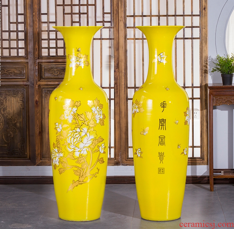 Ceramic vase hotel villa fall to the ground in the modern large sitting room porch flower flower implement Nordic decorative flower arranging furnishing articles - 595499367060