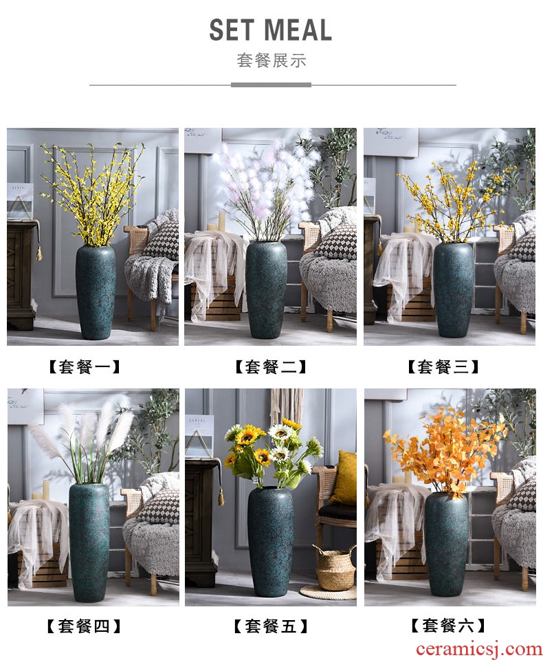 Jingdezhen ceramic vase furnishing articles hotel contracted and I adornment flower arranging dried flowers large sitting room ground porcelain - 603349256774