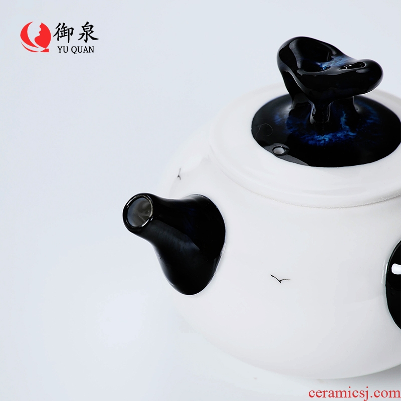 Imperial springs up ceramic teapot side household hand - made long handle pot single pot with tea filter remove kung fu tea set