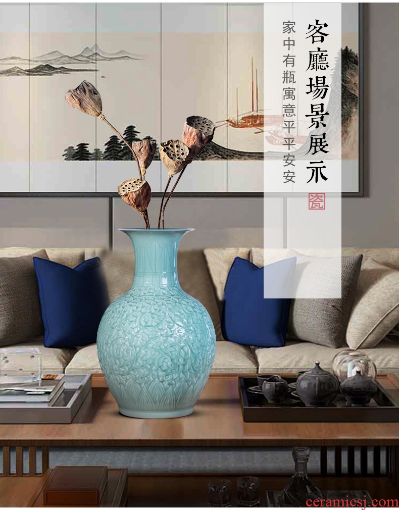 Jingdezhen chinaware big vase manual hand - made peony flower arranging new Chinese style living room TV cabinet decoration furnishing articles - 605690839550
