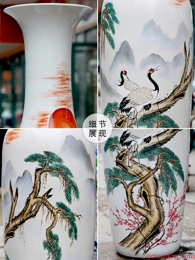 Jingdezhen vase of large sitting room porch hotel hand - made ceramic famille rose large furnishing articles gifts